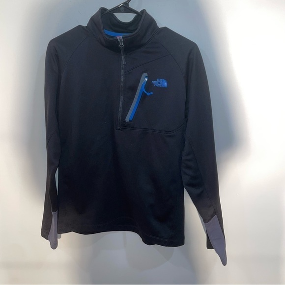 The North Face Mens Canyonlands 1/2 Zip Fleece Jacket Black & Blue Size m - Picture 2 of 9